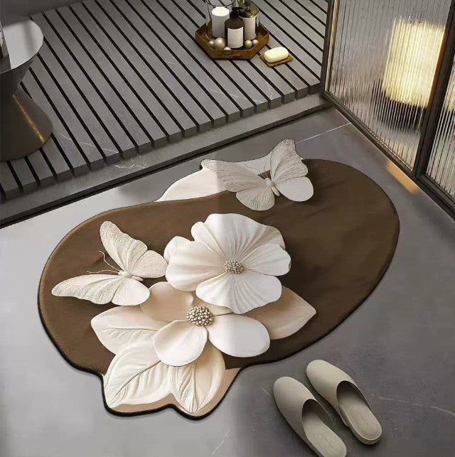 【40*60cm】🌺✨Luksusowa mata wejściowa do łazienki o specjalnym kształcie z ziemi okrzemkowej, lekka, antypoślizgowa mata toaletowa, która pochłania wodę i szybko schnie